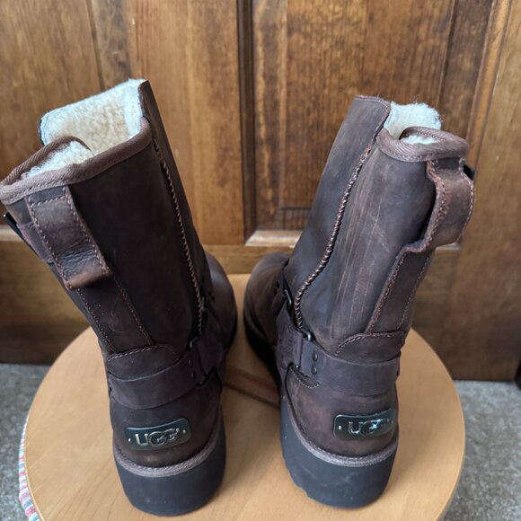 UGG Brown "Maddox" Moto Buckle Boots w/Sheepskin Lining Size 6 (S/N 1009279) - Picture 6 of 14